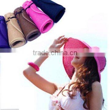 Lady's Summer Adjustable Straw Sun Visor Wide Brim Beach Hat Cap 6 Colors New