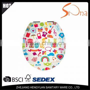 Lovely printing 18 inch soft close toilet lid