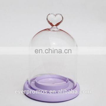 Wholesale High Quality Decoration Glass Cover Cloche With Purple Base