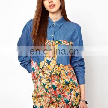 Latest design fashion ladies shirt blouse/flower fashion blouse