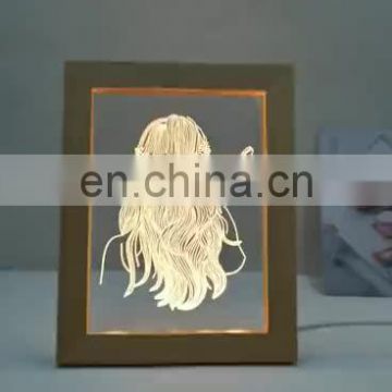 3D Acrylic with Wood Frame Lamp Led Creative Illusion for Kids Bedroom Night Lights