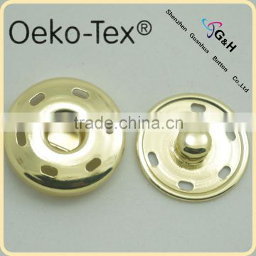 21mm metal sew on snap button with rack shiny gold color