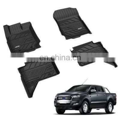 Bulk Sale Durable All Weather Waterproof  4 Pcs Black Rubber Tpe Car Floor Mats For FORD Ranger 2019 2020