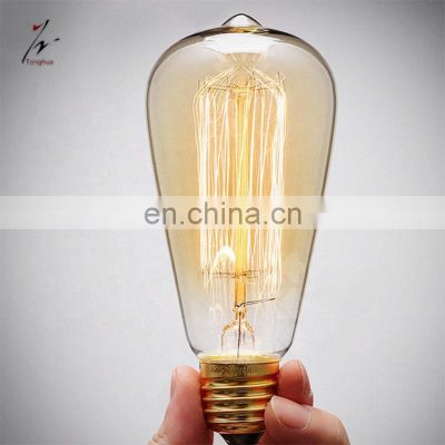 Decoration Vintage Edison Light Bulb ST64 E27 Filament Lamp 220V 40W