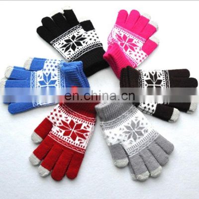 Cheap Warm Winter Snow Jacquard Touchscreen Gloves