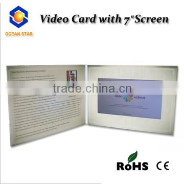 TFT screen display video in print card /Business video brochure video greeting card