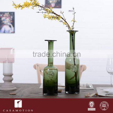 CASAMOTION Flake Hand Blown Art Glass Vase, Green
