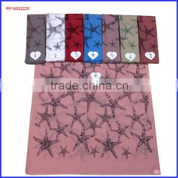 2016 plain Starfish printed cotton maxi shawl scarf