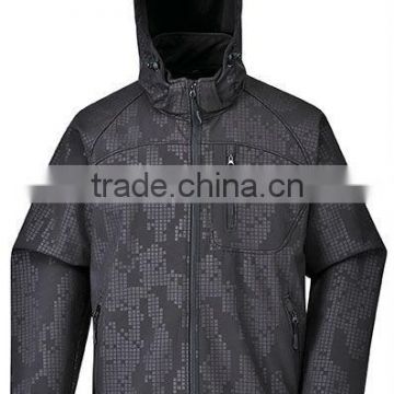 printing waterproof men softshell jacket with hood