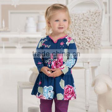 DB1062 dave bella 2014 fall/winter printed long sleeve baby clothing sets for girl wholesale printed sets baby clothing sets