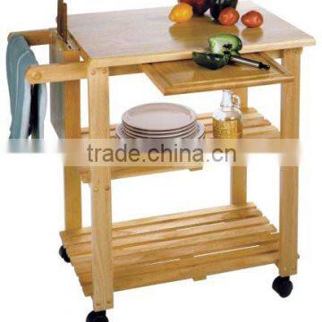 100% eco-friendly Bamboo Utility Cart multifunction kitchen trolley with knife block and cutting broad                        
                                                Quality Choice