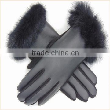 Women Black Touch screeen PU Leather Hand Gloves for Bike