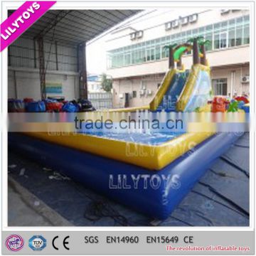 2015 EN14960 pvc new design adult inflatable pool with slide