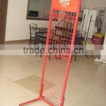 Adjustable Baskets and Hooks Wire Floor Stand Display Metal Folding Rack