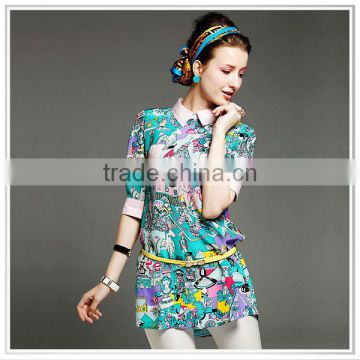 2014 Customize colourful design latest style digital printed fashion dress
