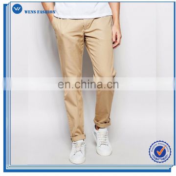 Nice Quality Professional Men Casual Pants 100% Cotton Side Pockets Tan Slim Fit Chinos