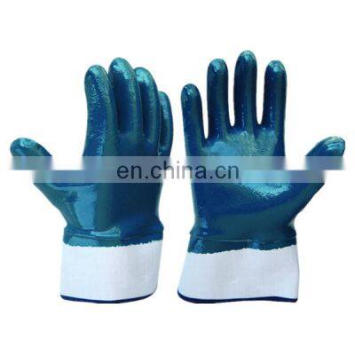 Blue Nitrile Fully Coated Heavy Duty Work Safety Cuff Gloves