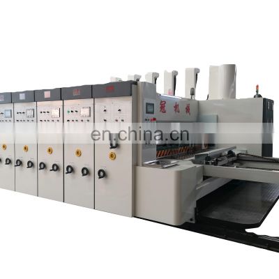 Automatic 4 colors printing slotting die-cutting stacking machine
