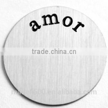 B35 new product for 2015 initial disc floating locket amor stamped plates charms