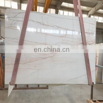 Premium New Manufacturing New Kitchen Pure White Rosso Venato Dolomit Marble 2cm thick Polished Slabs Made in Turkey