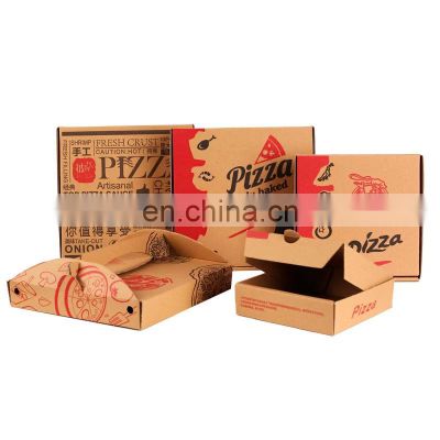 Custom Size Food Grade Brown Pizza Box Disposable Kraft Paper+Corrugated Paper+Kraft Paper Pizza Box With Your Own Logo