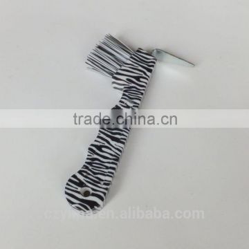 New! zebra patterned horse hoof pick with brush for equestrian