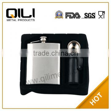promotion stainless steel hip flask and cups whisky set