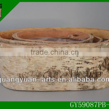 2015 natural material oval birch bark flower pot