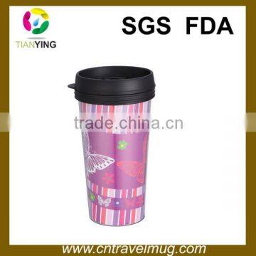 450ML double wall plastic paper insert coffee mug