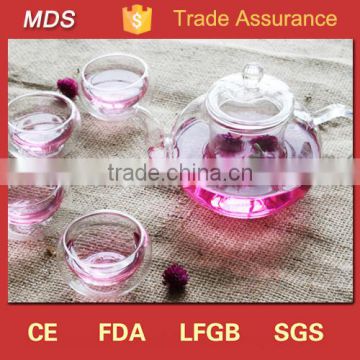 Handblown pyrex glass borosilicate teapot with glass infuser