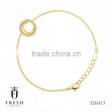 326413 - C letter Gold Plated Bracelet - Wholesal Gold Plated Jewellery, Gold Plated Jewellery Manufacturer, CZ Cubic Zircon AAA