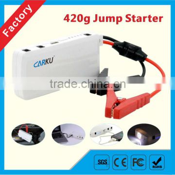 Portable jump starter with power bank for mobile phone and flashlight