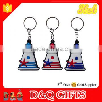 Lighthouse shaped rubber keychain