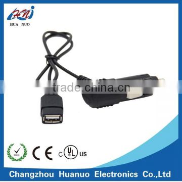 Hot selling electric car charger auto 12v male car cigarette lighter plug adapter with cable and USB connector
