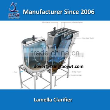 Inclined plate tilted plate separator for river water clarifying