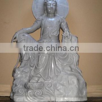 Sitting Female Buddha Statue White Marble Stone Hand Carving Sculpture For Home Garden Pagoda