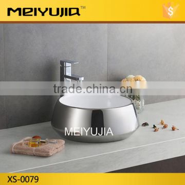 silver color bathroom ceramic art basin