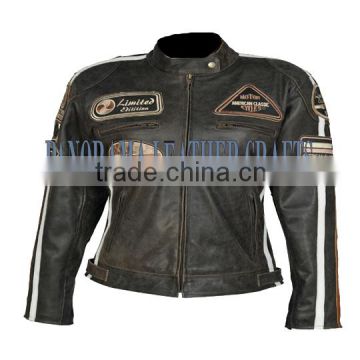 vintage Ladies motorcycle leather jacket/women BIKER MOTORCYCLE LEATHER JACKET