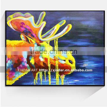 Wild animal deer oil painting on canvas/canvas painting deer head