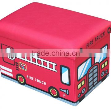 Kids toy storage Fire truck foldable ottoman