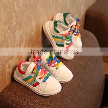 In the autumn of 2016 new shoes shoes children leisure breathable rainbow white shoe boy girls shoes sports shoes