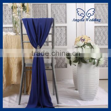 SH003D Wholesale 2015 cheap elegant fancy wedding navy blue chiffon chair sash with buckle