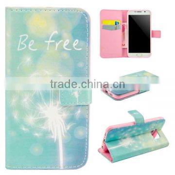 For samsung galaxy s6 PU flower pattern flip wallet leather mobile phone case