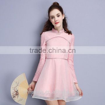 Winter chinese traditional elegant plain velvet cheongsam dresses for women