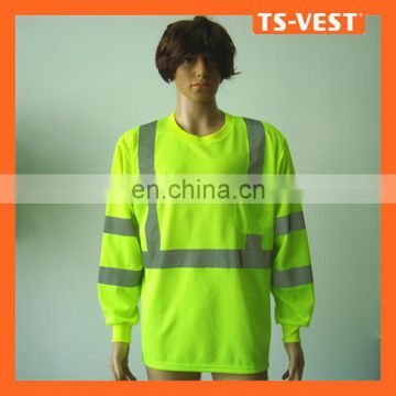 Yellow Reflective Safety T-shirt with Long Sleeves