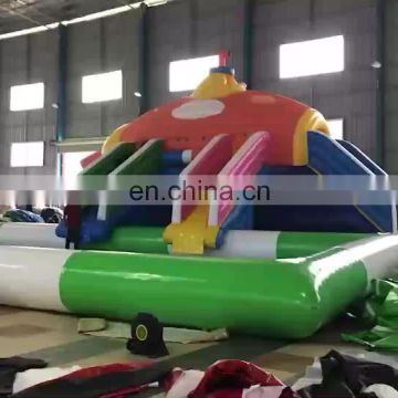 Giant inflatable pool slide/tropical inflatable water slide with pool for kids and adults