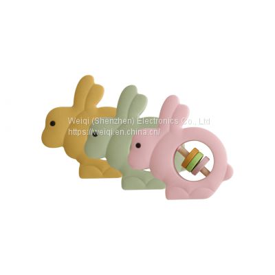 Cute Rabbit Wood Silicone Baby Teether Toys