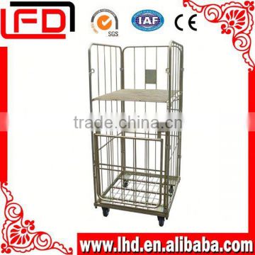3-sides logistics platform roll container roll cage with big mesh