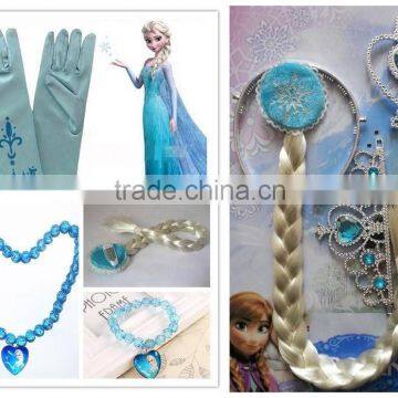 Gloves elsa/anna elsa frozen gloves + magic wand + rhinestone crown + hairpiece girls wig/frozen elsa gloves GL4006