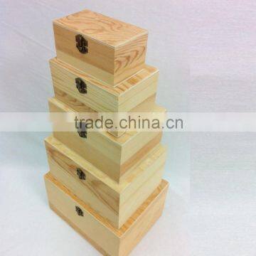 set of 5 nested wooden decoration box wooden gift storage box pine